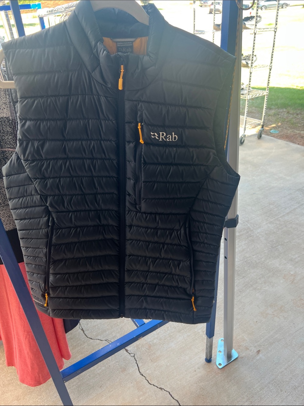 Rab black Quilted Down Vest with Yellow Zippers